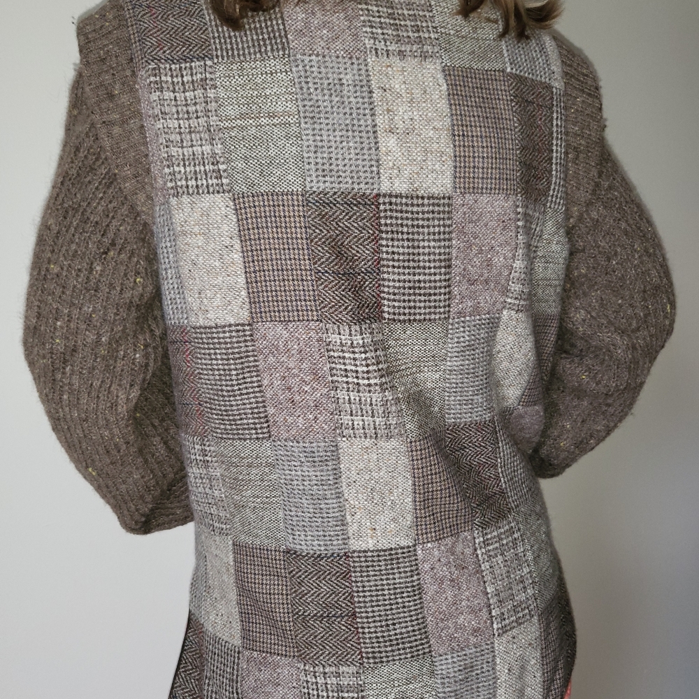 Vintage Irish Wool  Patchwork Sweater Coat - Picture 8 of 8